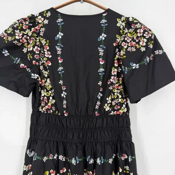 Anthropologie Black The Somerset Floral Tiered Smocked Cotton Maxi Dress Sz XXS - Picture 7 of 12